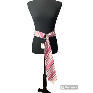 NWT Ann Taylor Loft Pink White Stripe Scarf‎ Belt Adjustable M/L